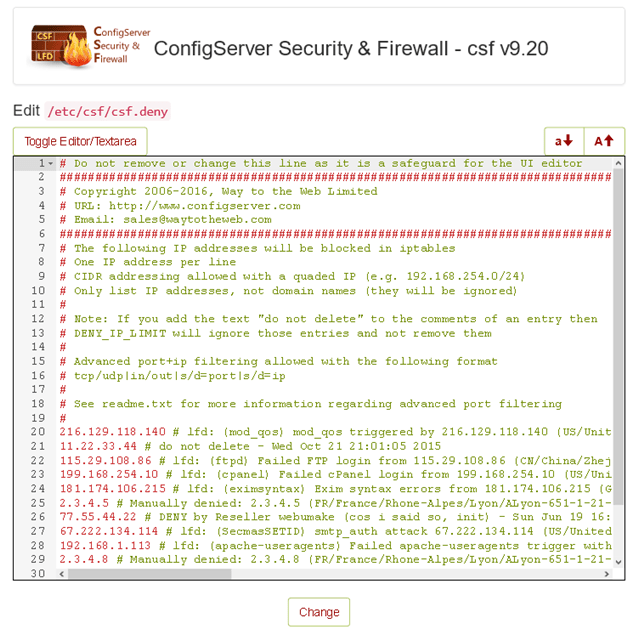 ConfigServer Security Firewall (CSF)