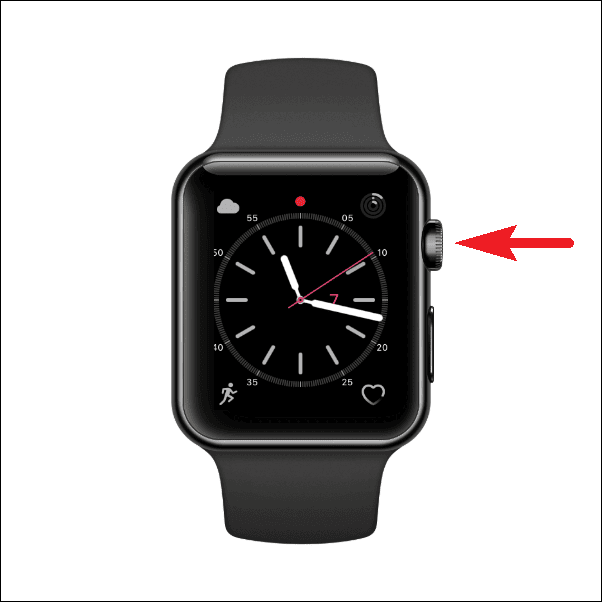 Press the Home/Crown Button on the Apple Watch