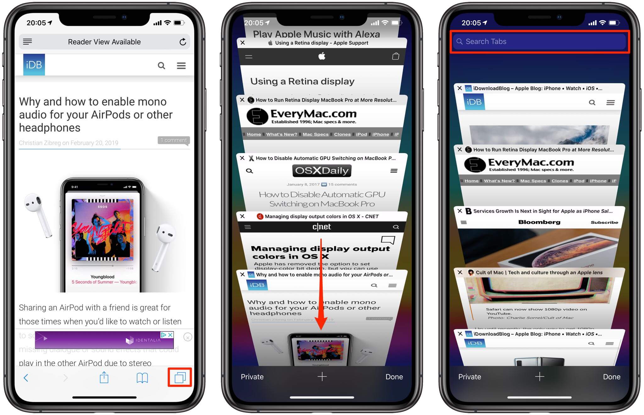 Search Tabs in Safari on iPhone and iPad