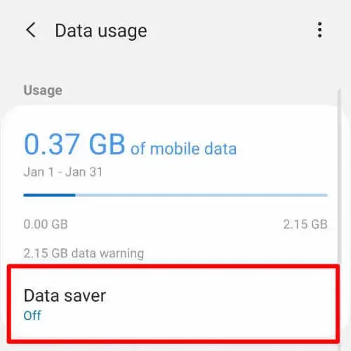 Check Data Saver Options